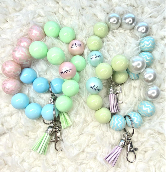 Believe Acrylic Beaded Keychain/Inspiring/Handmade/Acrylic Bead Wristlet Keychain/Best Gift