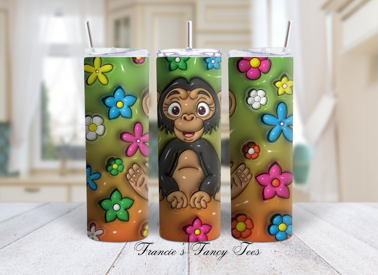 Animals 3D Puffy Tumbler/Animal Tumbler/Kids Tumbler/Birthday Gift/20oz Tumbler/Sublimation Tumbler