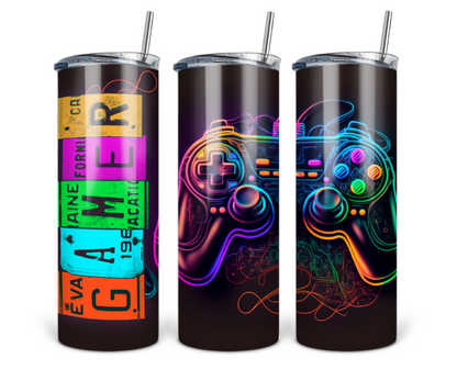 Gamer Boy Tumbler/Neon Color/Kids Tumbler/20oz Tumbler/Sublimation Tumbler/Birthday Gift/Personal Made