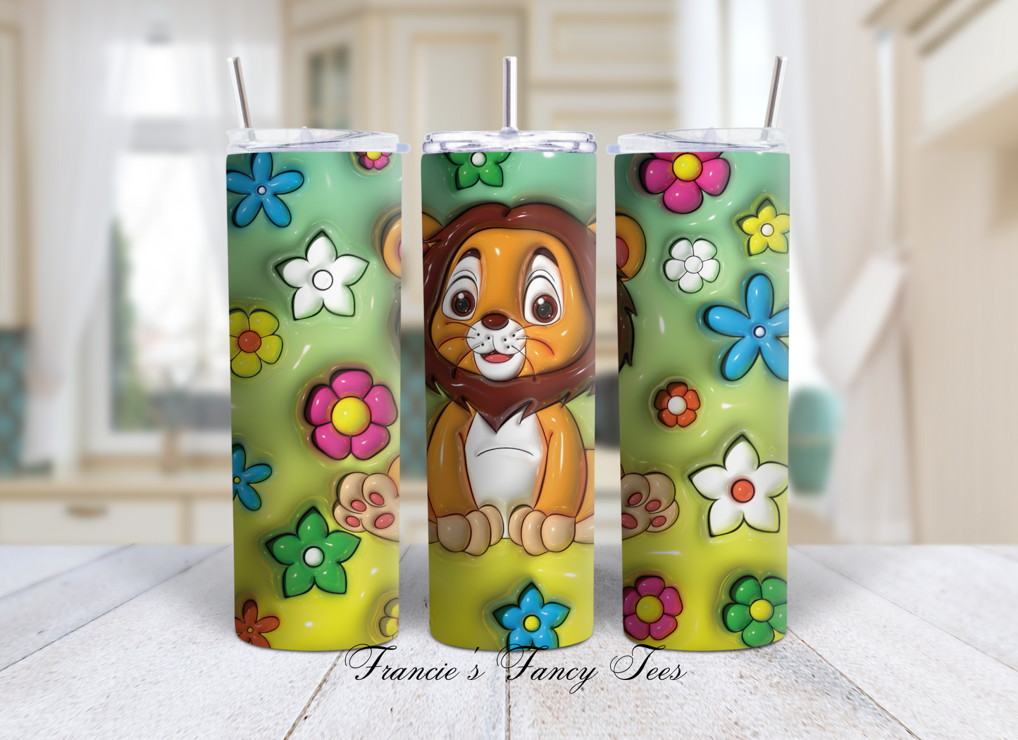 Animals 3D Puffy Tumbler/Animal Tumbler/Kids Tumbler/Birthday Gift/20oz Tumbler/Sublimation Tumbler