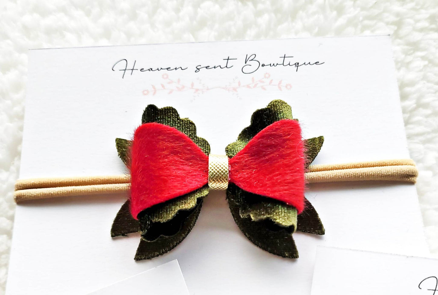 Christmas Baby Bows/Velvet Bow/Baby Headband with Bow/Baby hair bows/Nylon Headband for Baby/Holiday baby Bows/3" Bows