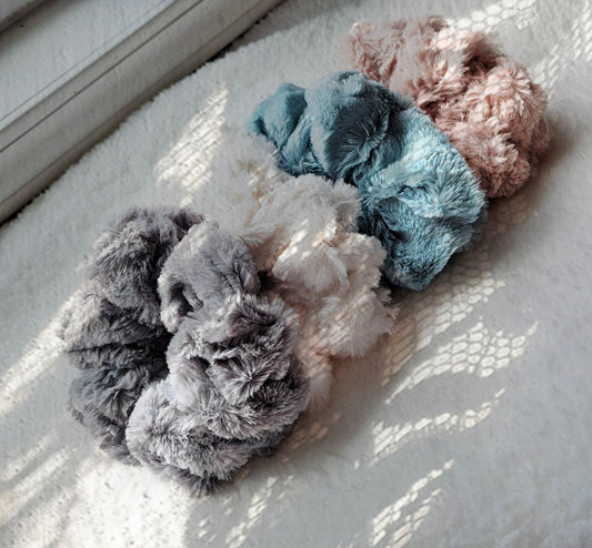 Soft Minky Scrunchies/Plush Scrunchies/Scrunchy/Pony Holder/Hair Tie/Teddy Scrunchies/Fluffy Scrunchy