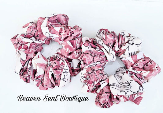 Flower Silk Scrunchy/Flower Theme/Birthday Gift/Wedding Gift/Silk Fabric/ Ponytail Holder/Hair Tie Holder