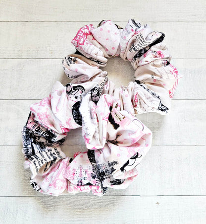 Paris Theme Scrunchy/Hair Tie Scrunchy/Ponytail Holder/Scrunchy/Cotton Fabric