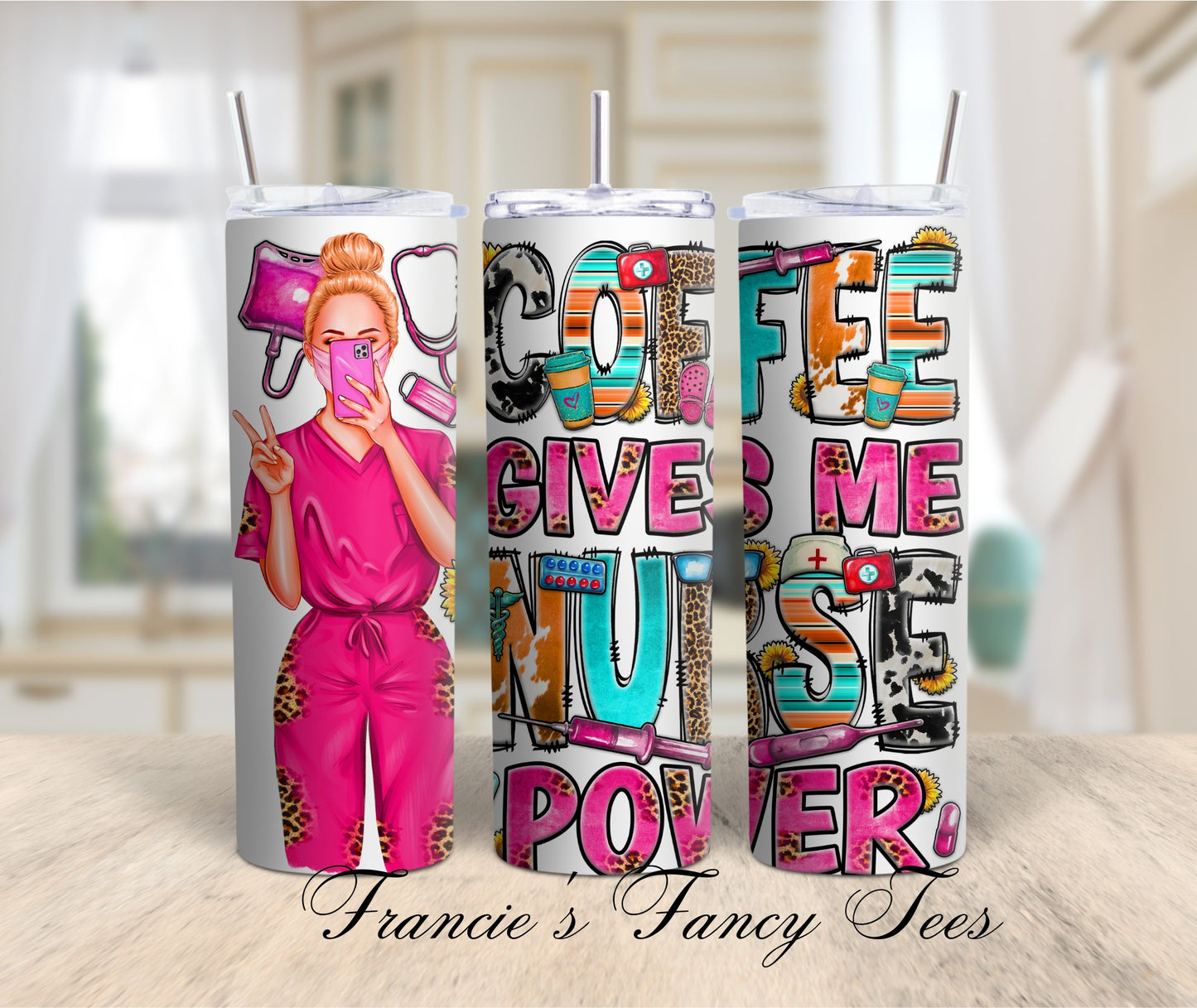 Coffee Gives Me Nurse Power/ Nurse Tumbler/Birthday/20oz Tumbler/Sublimation Tumbler