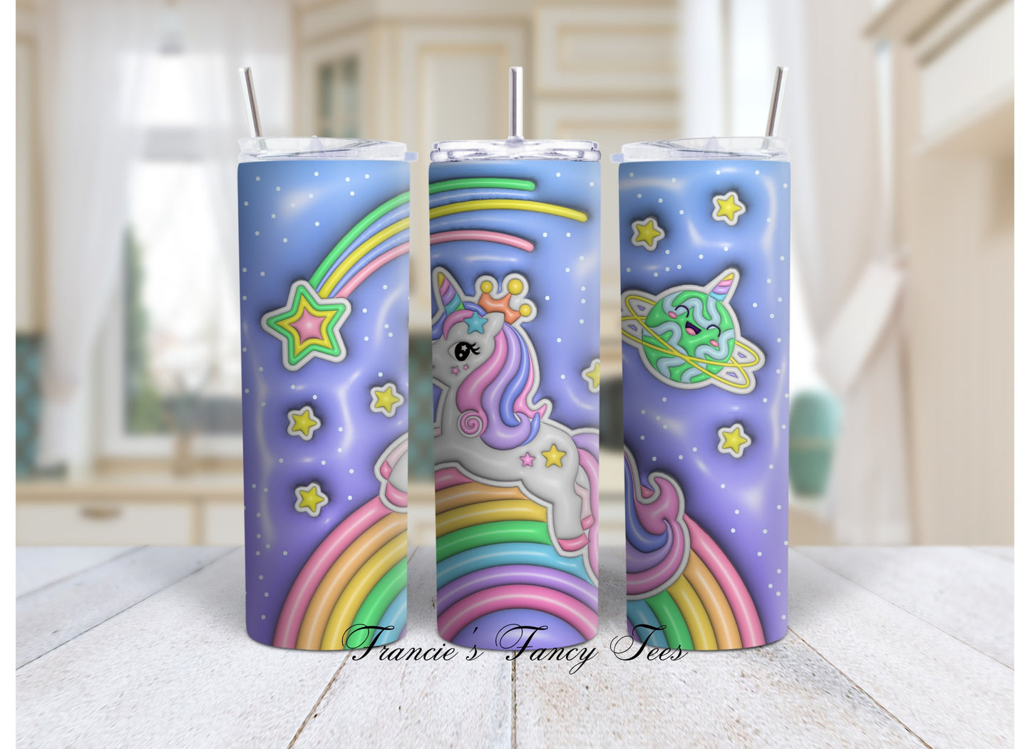 Puffy 3D Unicorn Tumbler/Kids Tumbler/20oz Tumbler/Sublimation Tumbler