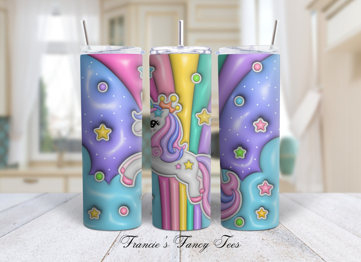 Unicorn 3D Puffy Tumbler/Kids Tumbler/20oz Tumbler/Sublimation Tumbler