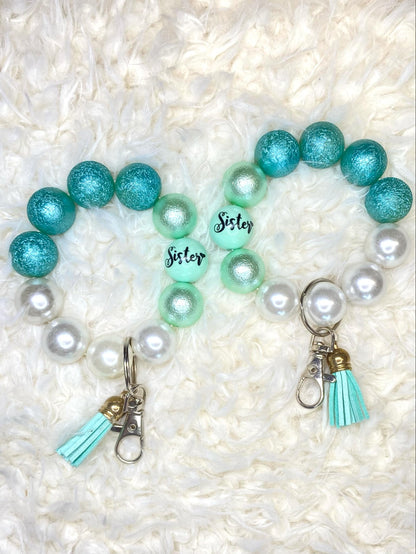 Sister Acrylic Beaded Keychain/Best Sister Ever/ Handmade/Acrylic Bead Wristlet Keychain/Best Gift