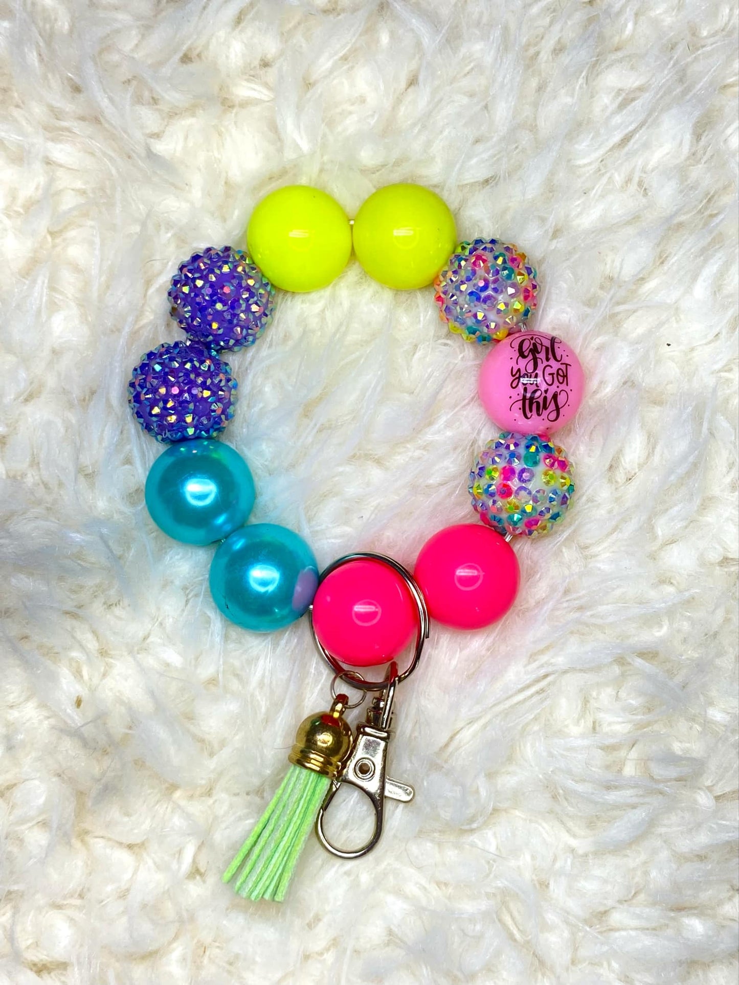 Girl You Got This Acrylic Keychain/Inspiring Keychain/Handmade/Acrylic Bead Wristlet Keychain/Best Gift