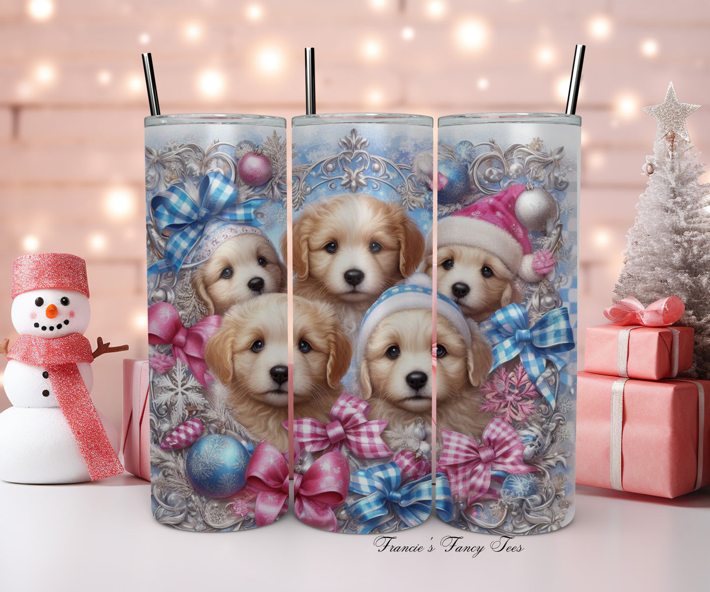 Christmas Dog Tumbler/ Christmas/ Kids Tumbler/20oz Tumbler/Sublimation Tumbler