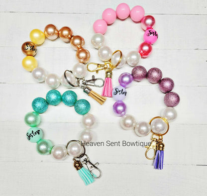 Sister Acrylic Beaded Keychain/Best Sister Ever/ Handmade/Acrylic Bead Wristlet Keychain/Best Gift