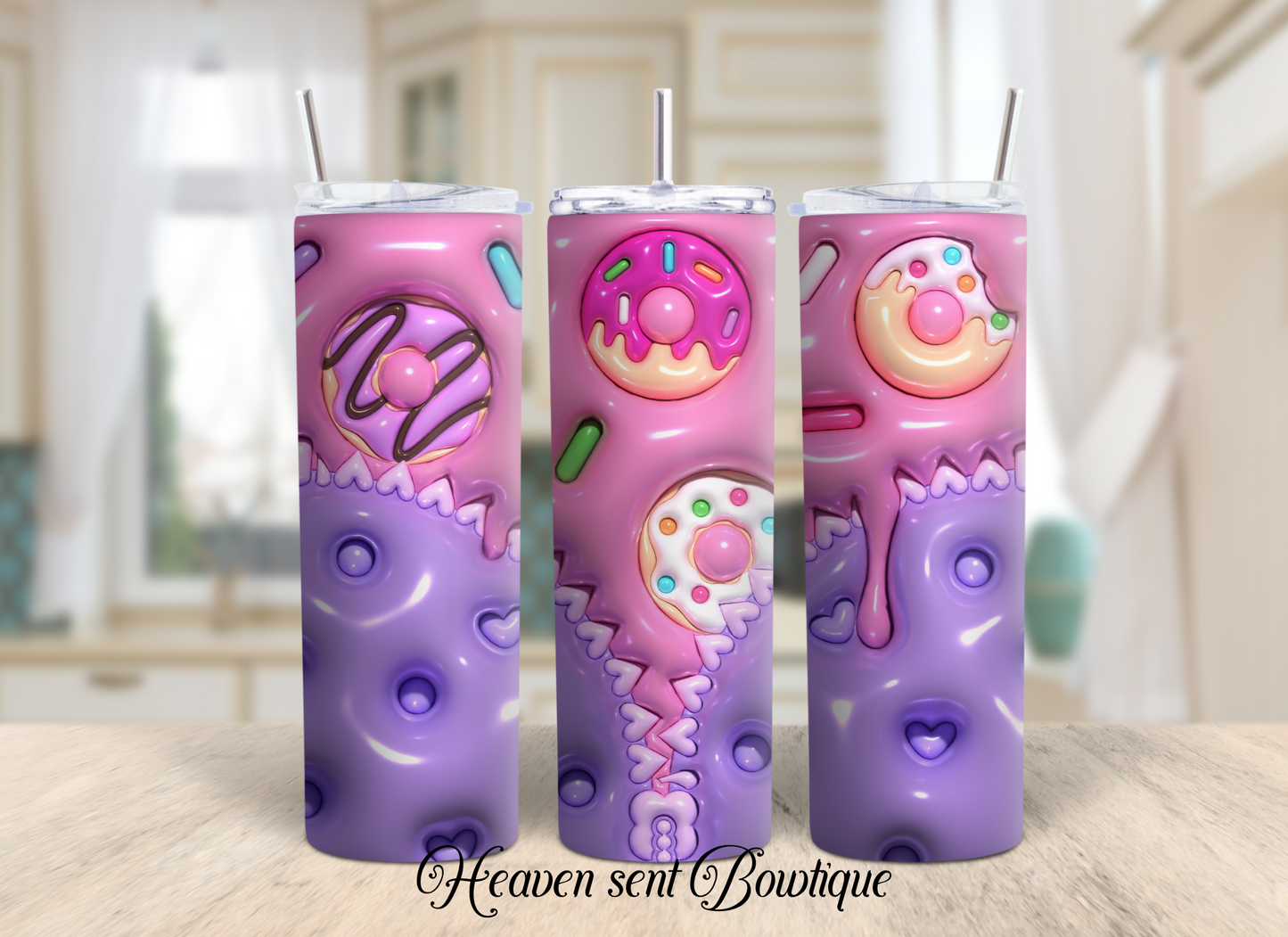 Donut Zipper Theme Tumbler/Kids Tumbler/Donut Tumbler/20oz Tumbler/Sublimation Tumbler