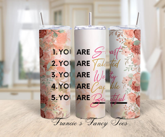 Uplifting Tumbler/ 20oz Tumbler/ Sublimation Tumbler/ Birthday Gift/