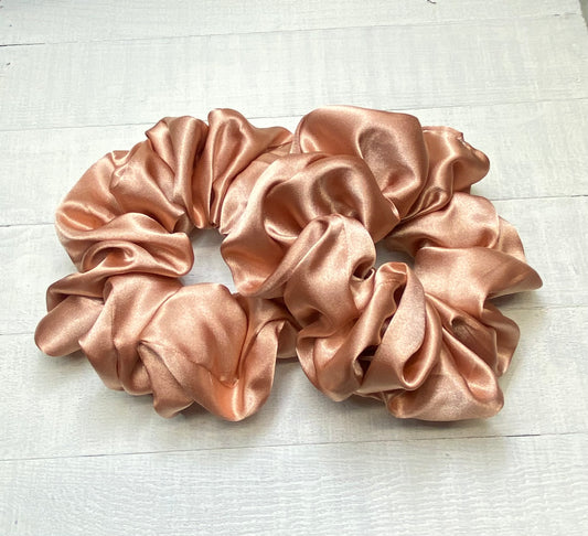 Rose Gold Scrunchy/Ponytail Holder/Hair Tie/Birthday Gift/Wedding Gift/Scrunchies For Girls/Silk Fabric/Silk Scrunchies