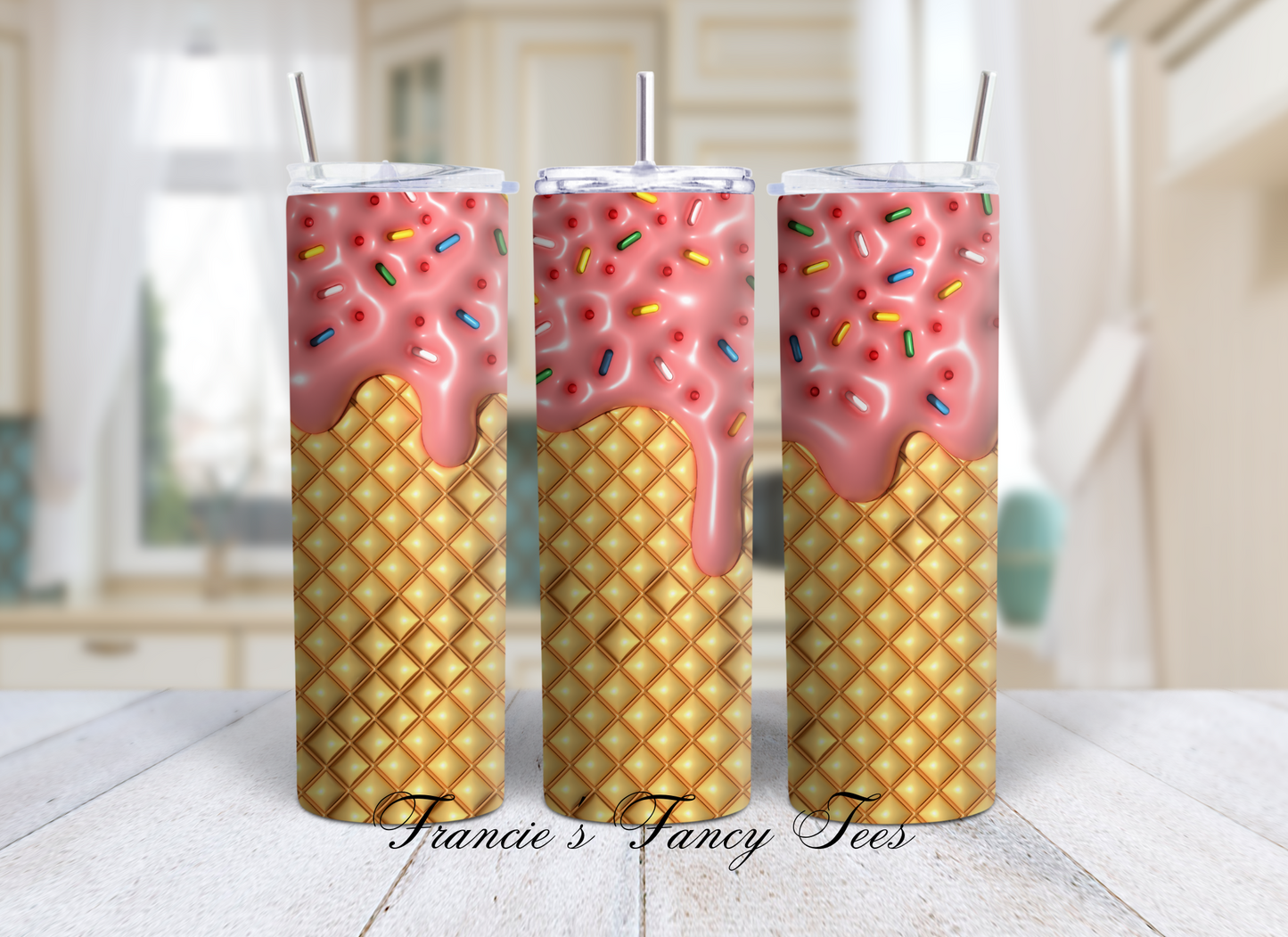 Ice Cream 3D Puffy Tumbler/Kids Tumbler/Birthday Gift/20oz Tumbler/Sublimation Tumbler