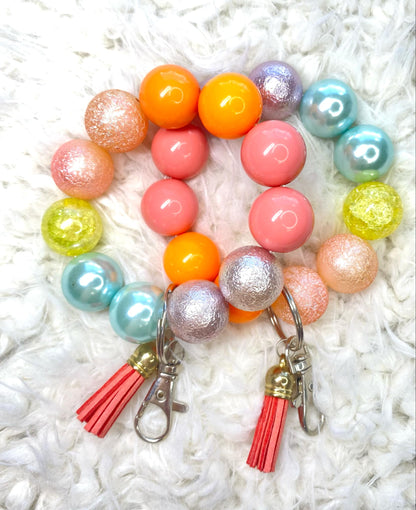 Spring Theme Color Acrylic Keychain/Keychain/Handmade/Acrylic Bead Wristlet Keychain/Best Gift