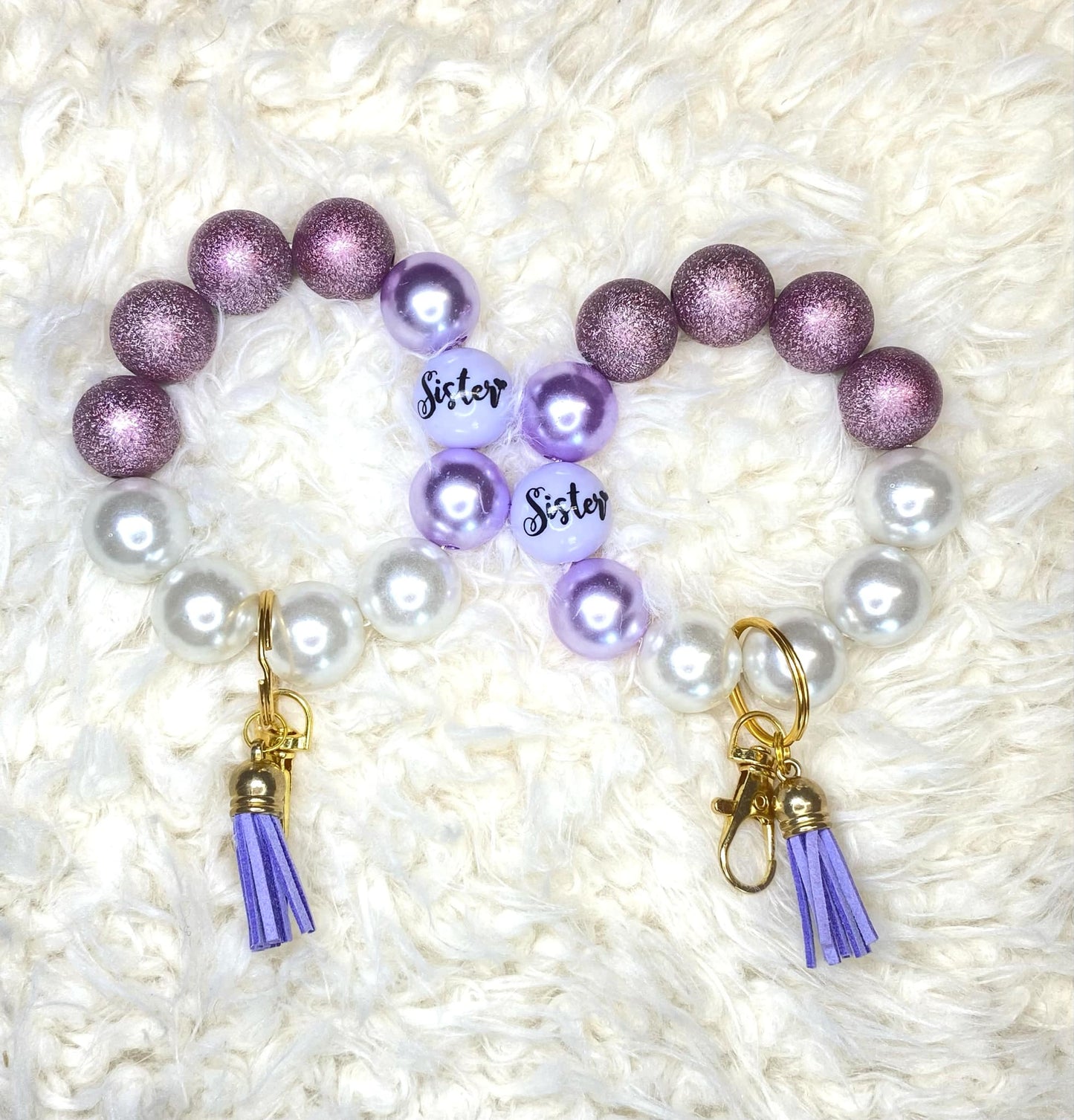 Sister Acrylic Beaded Keychain/Best Sister Ever/ Handmade/Acrylic Bead Wristlet Keychain/Best Gift