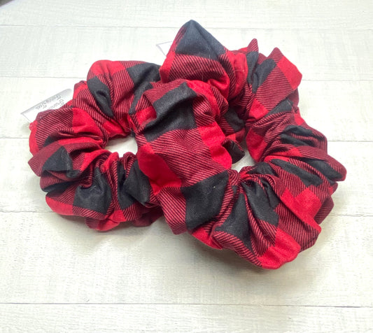 Red and Black Flannel/Flannel Scrunchie/Hair Tie/Ponytail Holder/Birthday Gift/Christmas Theme Scrunchy