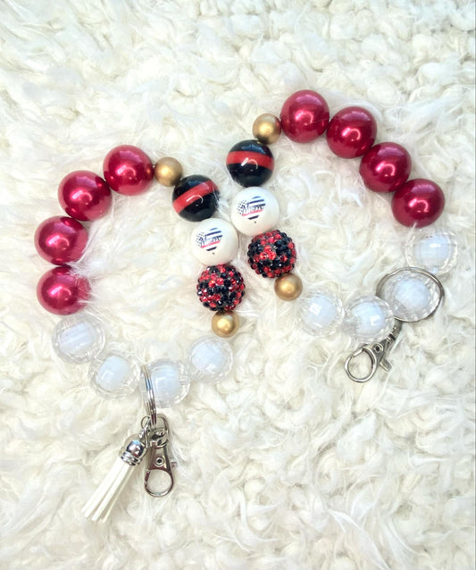 Mom Firefighter Acrylic Keychain/Firefighter Mom/Handmade/Acrylic Beaded Wristlet Keychain/Best Gift