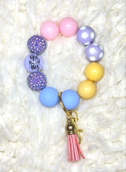 Girl You Got This Acrylic Keychain/Inspiring Keychain/Handmade/Acrylic Bead Wristlet Keychain/Best Gift