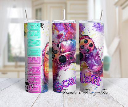 Girl Gamer Tumbler/Gamer Tumbler/Neon Color/20oz Tumbler/Sublimation Tumbler/Birthday Gift