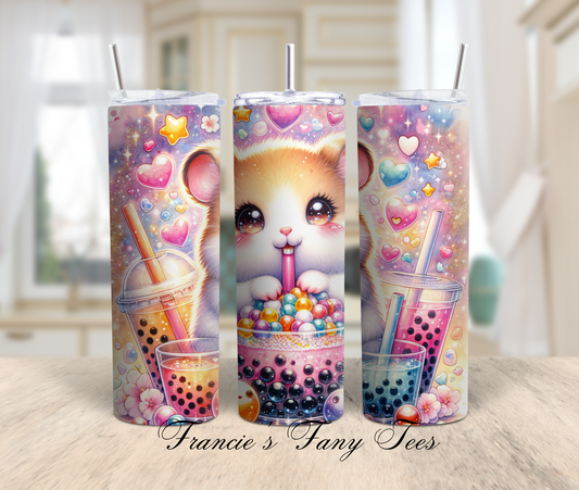 Cute Hamster Boba Tumbler/Boba Tumbler/Animal Tumbler/Best Birthday Gift/20oz Tumbler/Sublimation Tumbler