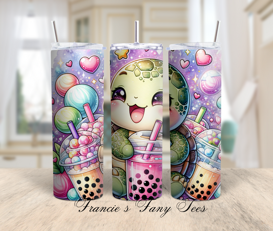 Cute Turtle Boba Tumbler/Boba Tumbler/Animal Tumbler/Kids Tumbler/Best Birthday Gift/Sublimation Tumbler