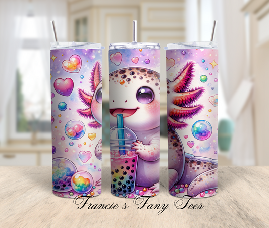 Cute Axolotl Boba Tumbler/Boba Tumbler/Animal Tumbler/Kids Tumbler/20oz Tumbler/Sublimation Tumbler