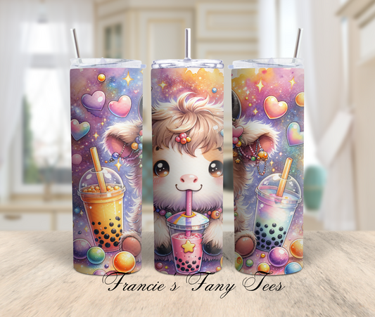 Cute Highland Cow Boba Tumbler/Boba Tumbler/Animal Tumbler/Kids Tumbler/Best Birthday Gift/20oz Tumbler/sublimation Tumbler