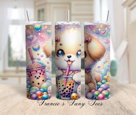 Cute Dog Boba Tumbler/Boba Tumbler/Animal Tumbler/Kids Tumbler/Best Birthday Gift/20oz Tumbler/Sublimation Tumbler