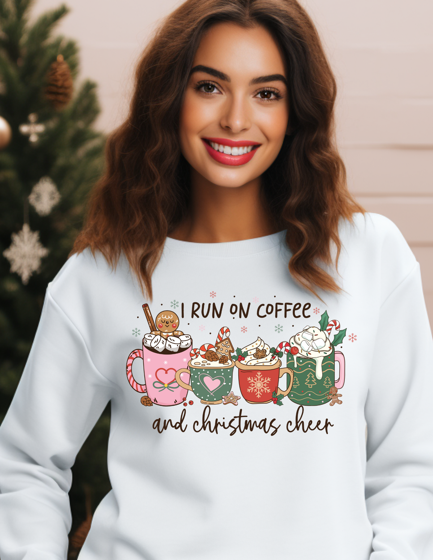 Running on Sweatshirt/Christmas Theme/Festive Holiday/Soft Girl Christmas Sweater/Winter Wear