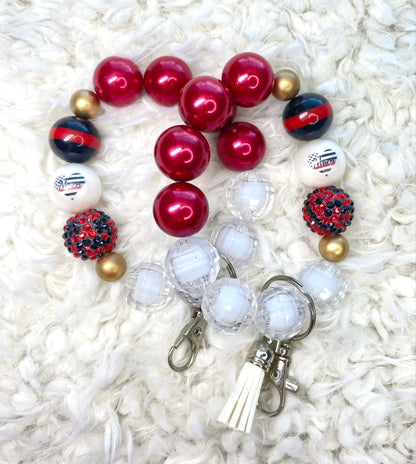 Mom Firefighter Acrylic Keychain/Firefighter Mom/Handmade/Acrylic Beaded Wristlet Keychain/Best Gift