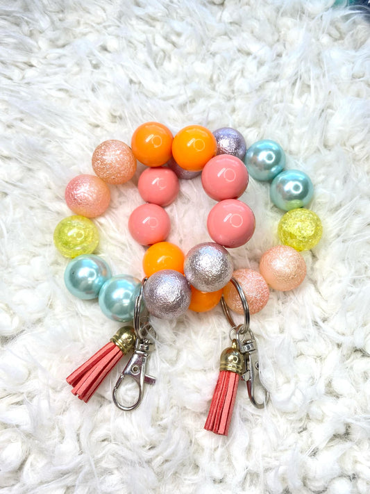 Spring Theme Color Acrylic Keychain/Keychain/Handmade/Acrylic Bead Wristlet Keychain/Best Gift