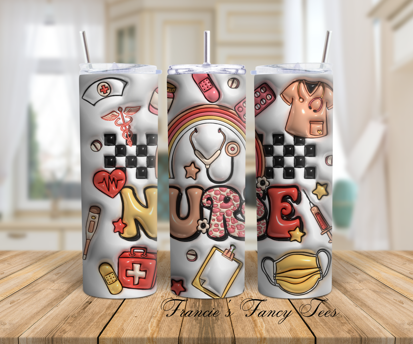 Nurse Tumbler/3D Puffy Tumbler/Birthday Gift/20oz Tumbler/Sublimation Tumbler